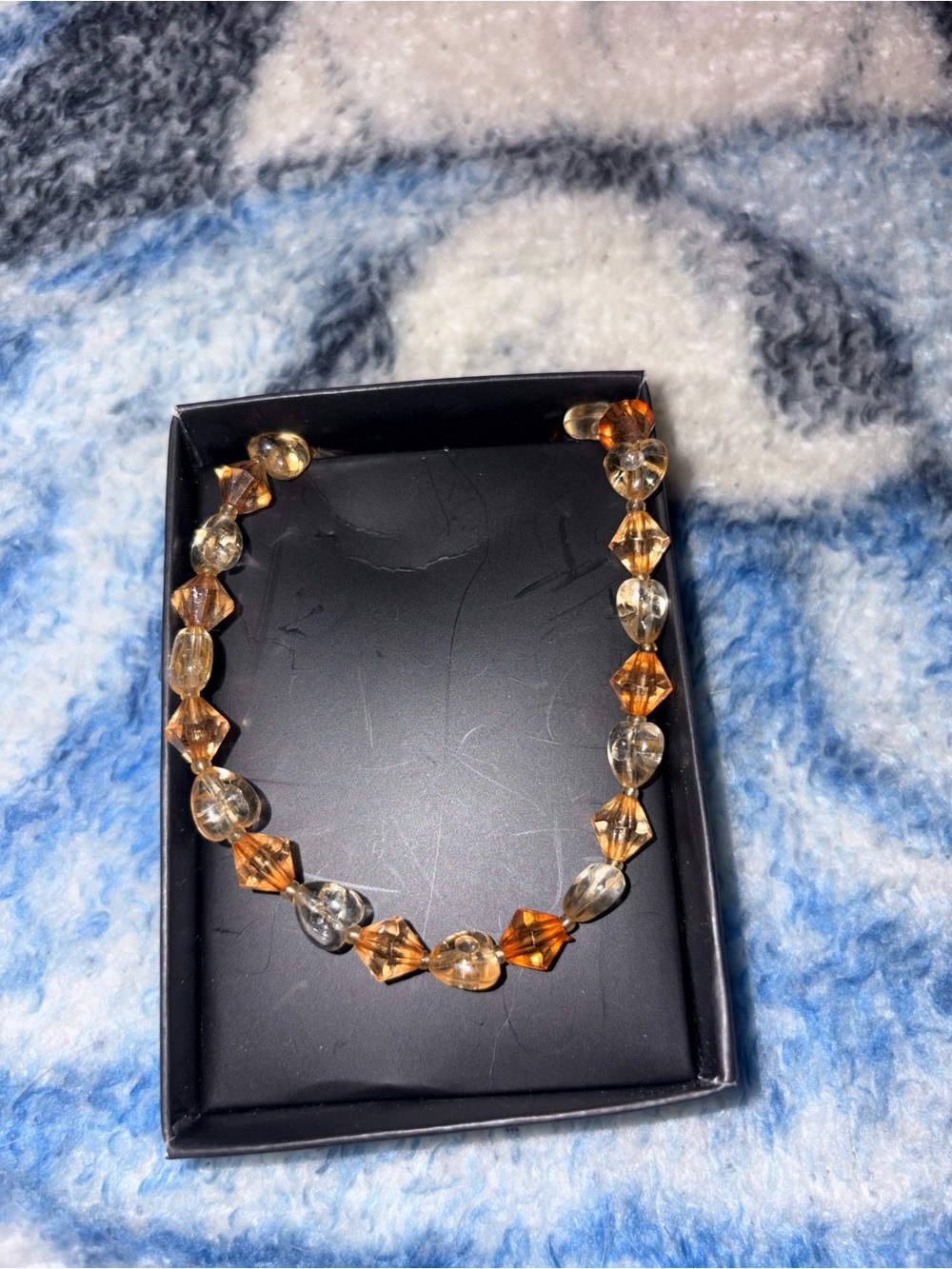 Amber and Clear Beaded Necklace - Elegant Women's Jewelry